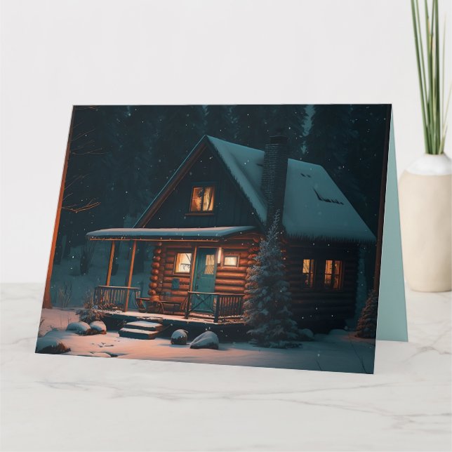 LOG CABIN BIRTHDAY GREETTERKARTE KARTE (Vorderseite)