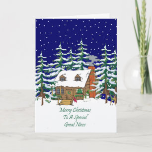 Log Cabin Christmas Great Niece Feiertagskarte