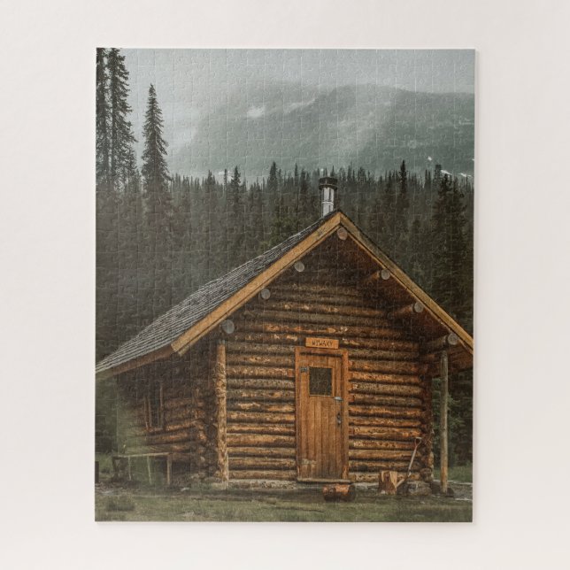 LOG CABIN HAUS IN ROCKY BERGEN JIGSAW PUZZLE (Vertikal)