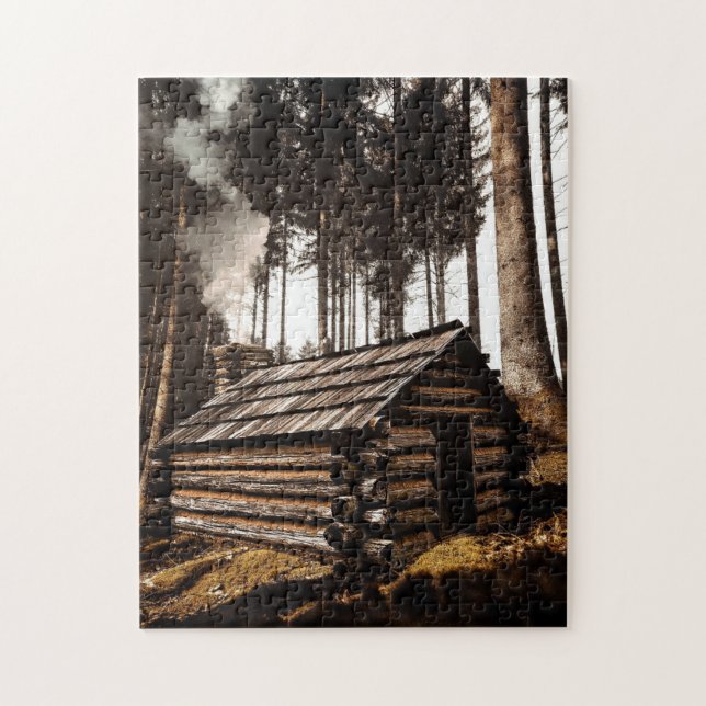 LOG CABIN HAUS IN WOODS JIGSAW PUZZLE (Vertikal)