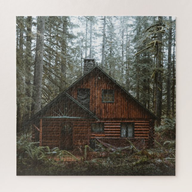 LOG CABIN IN WOODS JIGSAW PUZZLE (Vertikal)