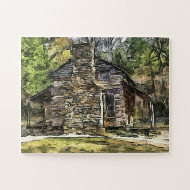 LOG CABIN MALEN JIGSAW PUZZLE LEICHT (Horizontal)