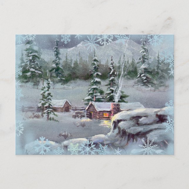 LOG CABIN & SWNOWFLAKEN VON SHARON SHARPE POSTKARTE (Vorderseite)
