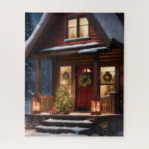 LOG CABIN WINTER CHRISTMAS JIGSAW PUZZLE
