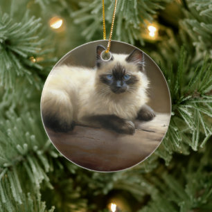 Log Lounger Siamese Kitten Keramik Ornament