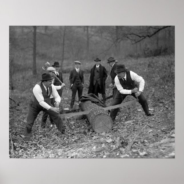 Log Sawing Contest, 1924. Vintages Foto Poster (Vorne)