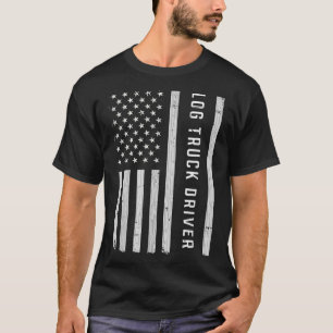 Log Truck Driver USA Flag Patriotic T-Shirt