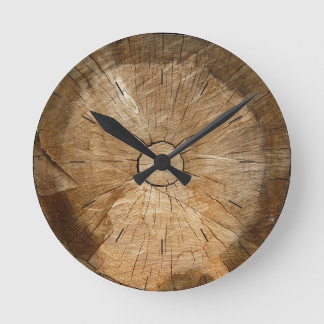 LOG WOOD | Naturbaumschnitt Runde Wanduhr (Vorderseite)