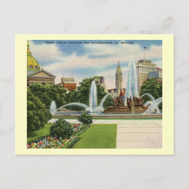 Logan Circle, Philadelphia Vintag Postkarte (Vorderseite)