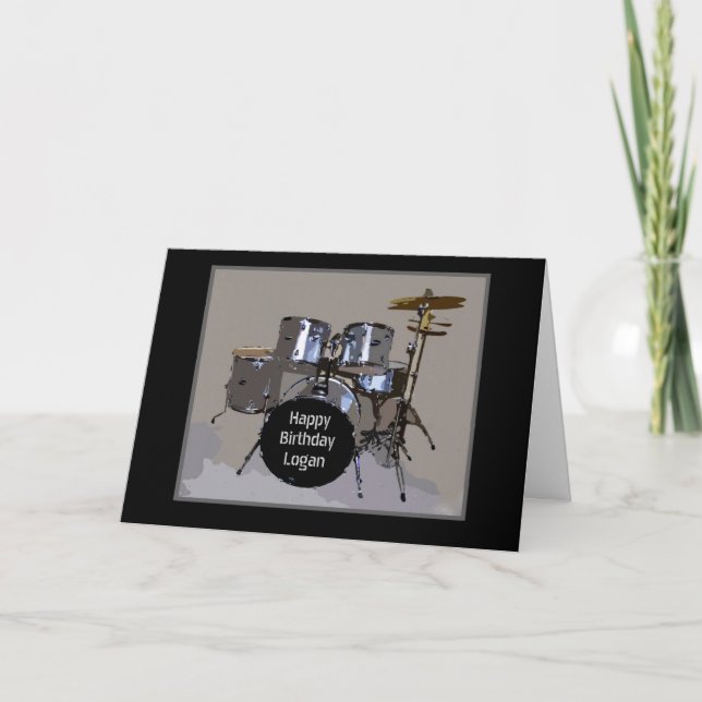 Logan Happy Birthday Drums Card Karte (Vorderseite)