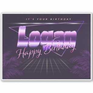 Logan Name Vorname lila retro Sticker Geburtstag