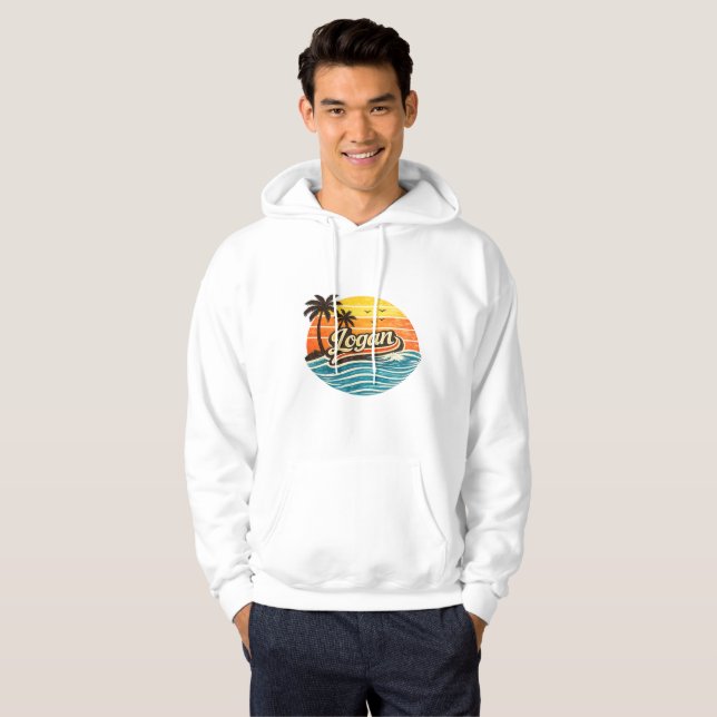 Logan Retro-Sonnenuntergangs-Name-Design Hoodie (Vorne ganz)