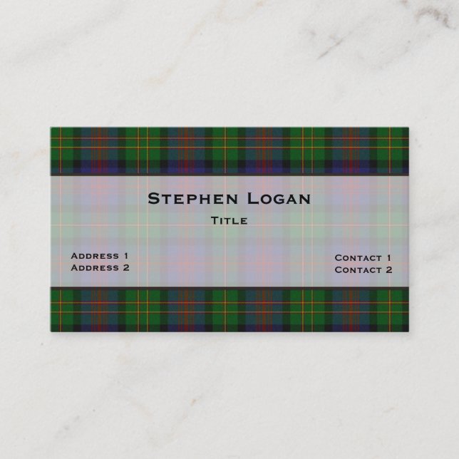 Logan Tartan Kariert Custom Visitenkarte (Vorderseite)