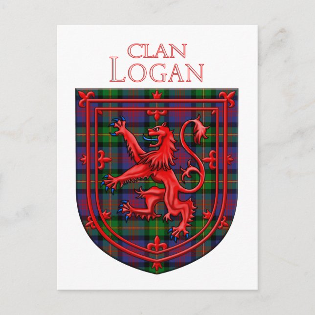 Logan Tartan Scottish Plaid Lion Rampant Postkarte (Vorderseite)