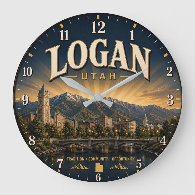 Logan Utah college town Große Wanduhr (Vorderseite)