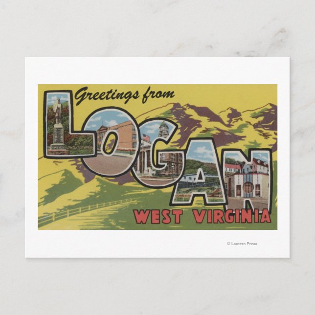 Logan, West Virginia - Große Briefmarkenszenen Postkarte (Vorderseite)