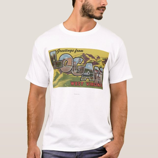 Logan, West Virginia - große Buchstabe-Szenen T-Shirt (Vorderseite)