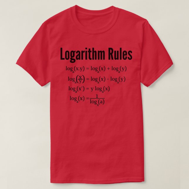 Logarithmus Regeln Math Rule of logs T-Shirt (Design vorne)