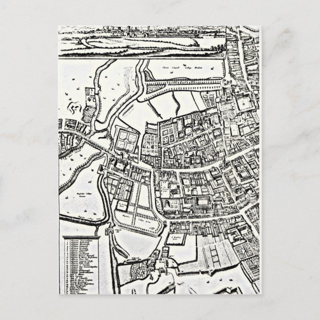 Loggans Karte von Oxford, Ostblatt (Vorderseite)