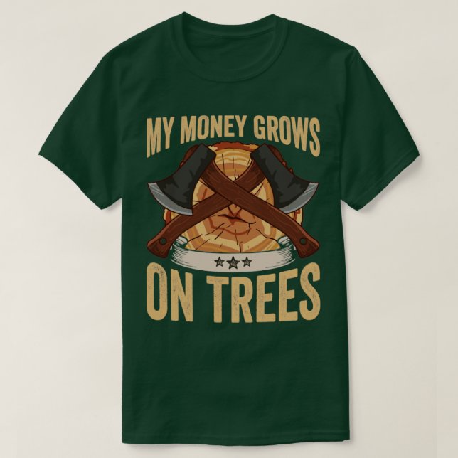 Logger mein Geld wächst auf Bäumen Papa Lumberjack T-Shirt (Design vorne)