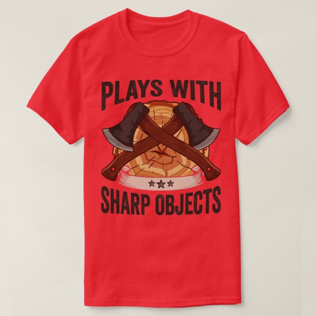 Logger spielt mit Sharp-Objekten ab x Lumberjack T-Shirt (Design vorne)