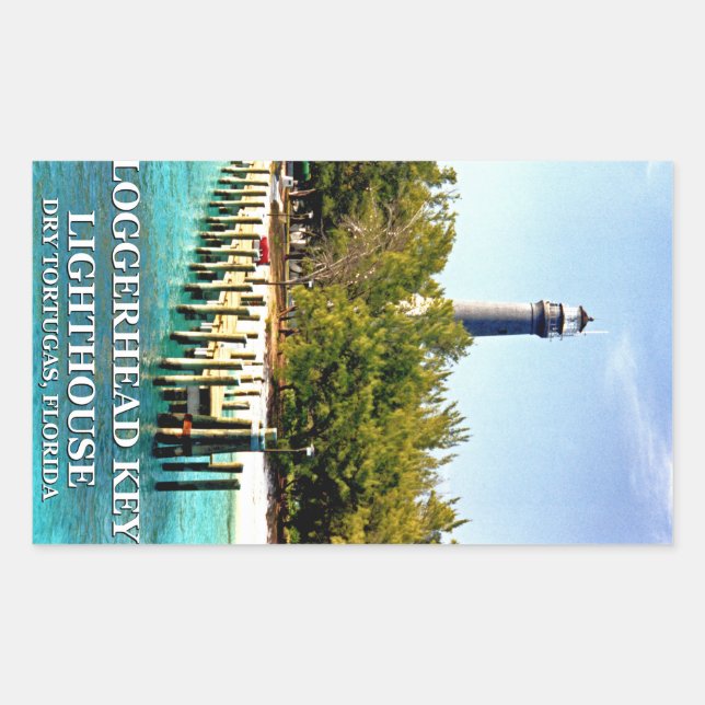 Loggerhead Key Lighthouse, Dry Tortugas Florida Rechteckiger Aufkleber (Vorderseite)