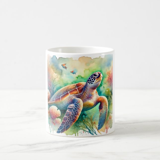 Loggerhead Sea Turtle 010824AREF108 - Watercolor Kaffeetasse (Mittel)
