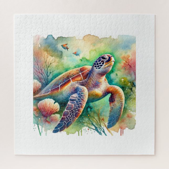 Loggerhead Sea Turtle 010824AREF108 - Watercolor Puzzle (Vertikal)
