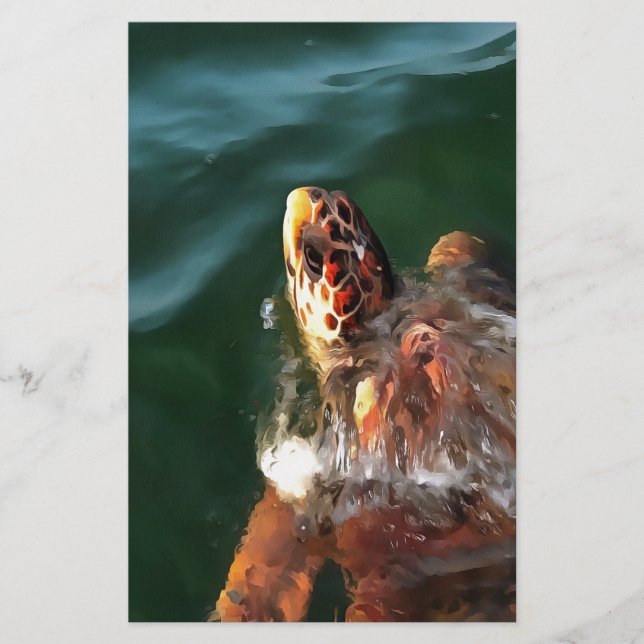 Loggerhead Sea Turtle Artistic Portrait Briefpapier (Vorderseite)