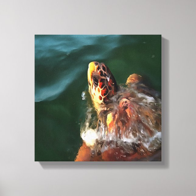 Loggerhead Sea Turtle Artistic Portrait Leinwanddruck (Vorderseite)