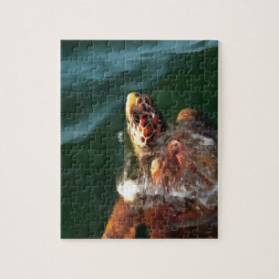 Loggerhead Sea Turtle Artistic Portrait Puzzle
