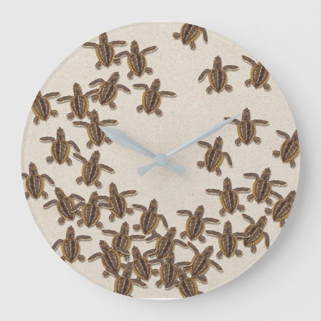 Loggerhead Sea Turtle Hatchling Wall Clock Große Wanduhr (Vorderseite)