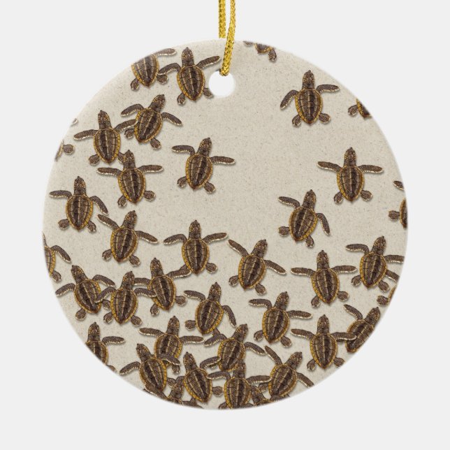 Loggerhead Sea Turtle Hatchlings Keramik Ornament (Vorne)