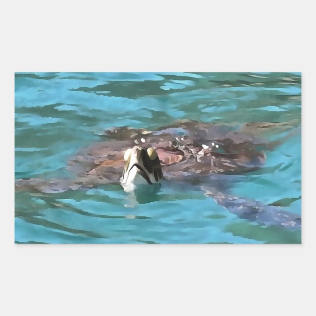 Loggerhead Sea Turtle Wildlife Art Rechteckiger Aufkleber (Vorderseite)