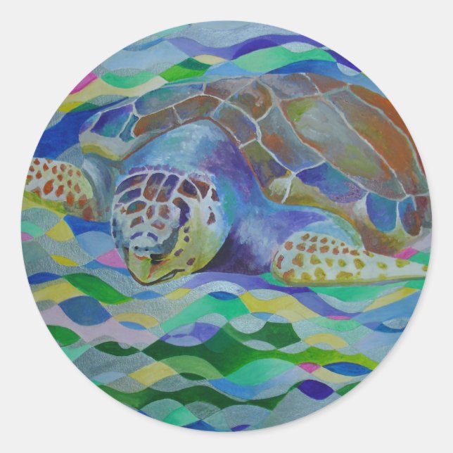Loggerhead Turtle Colorado Art Runder Aufkleber (Vorderseite)