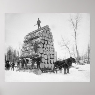 Loggers At Work, 1890. Vintages Foto Poster