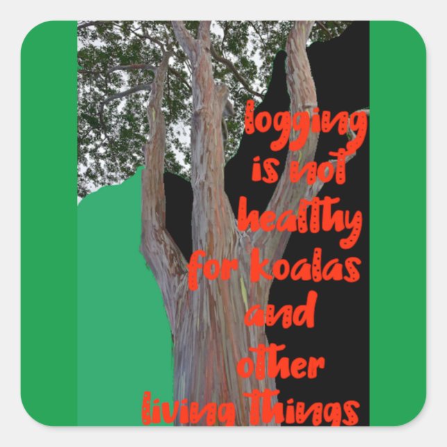 Logging ist für Koalas nicht gesund, Quadratischer Aufkleber (Vorderseite)