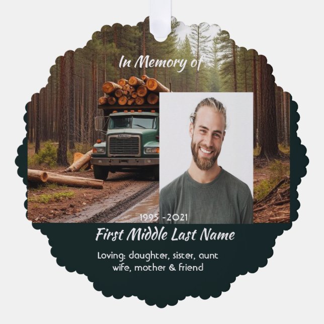 Logging Truck Driver  Memorial Keepsake  Ornament Karte (Vorderseite)