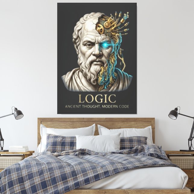 Logik - Antikes Denken Moderner Code Cyberpunk Leinwanddruck (Insitu (Schlafzimmer))