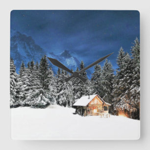 Login-Bergsicht Quadratische Wanduhr