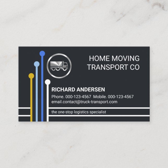 Logistics Transport Route Lines Trucker Visitenkarte (Vorderseite)