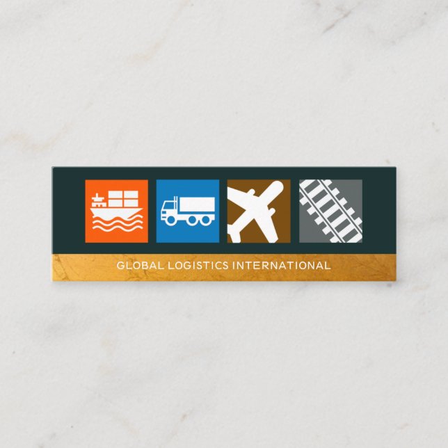 Logistik-Fracht-Motiv-Imitat-Goldspalte Mini Visitenkarte (Vorderseite)