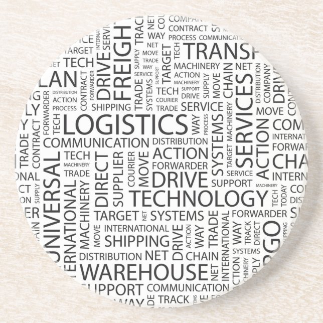 LOGISTIK kopieren mit Wörtern Getränkeuntersetzer (Vorne)