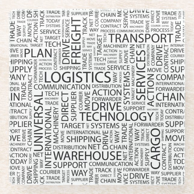 LOGISTIK kopieren mit Wörtern Glasuntersetzer (Vorderseite)