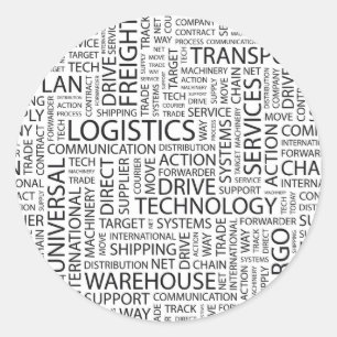 LOGISTIK Muster mit Wörtern Runder Aufkleber