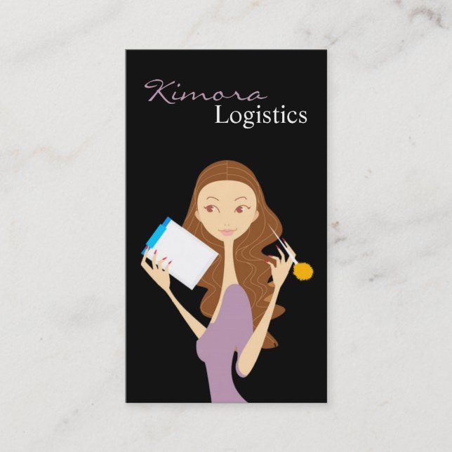 Logistikumfrage Fashion Vector Girl Business Card Visitenkarte (Vorderseite)
