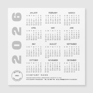 Logo 2026 Calendar Company Client Holiday Giveaway Magnetkarte
