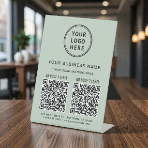 Logo 2 QR Codes für Unternehmen Grün anzeigen Sockelschild