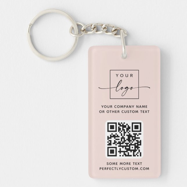 Logo 3 QR-Codes, benutzerdefinierter Text, hellbla Schlüsselanhänger (Vorderseite)
