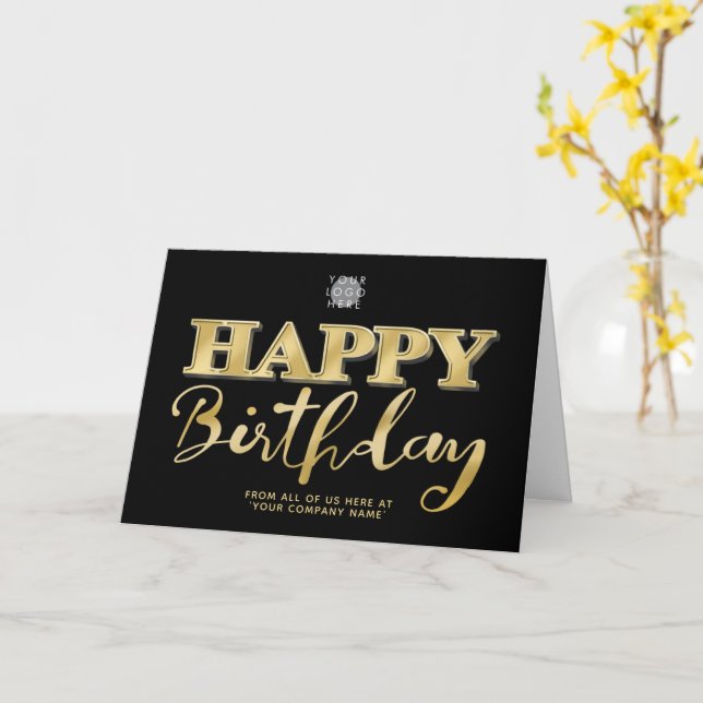 Logo 3d Gold Letting Business Geburtstag Schwarz Karte (Gelbe Blume)